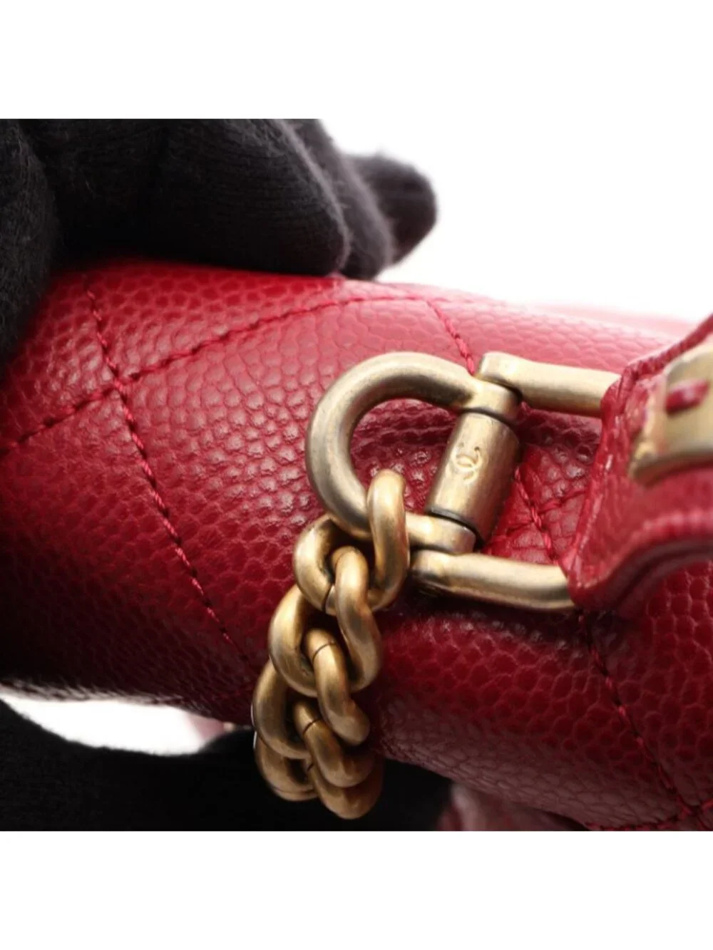 Chanel Shoulder Bag Quilted Top Handle 2-Way Red Caviar Leather Top Full Flap